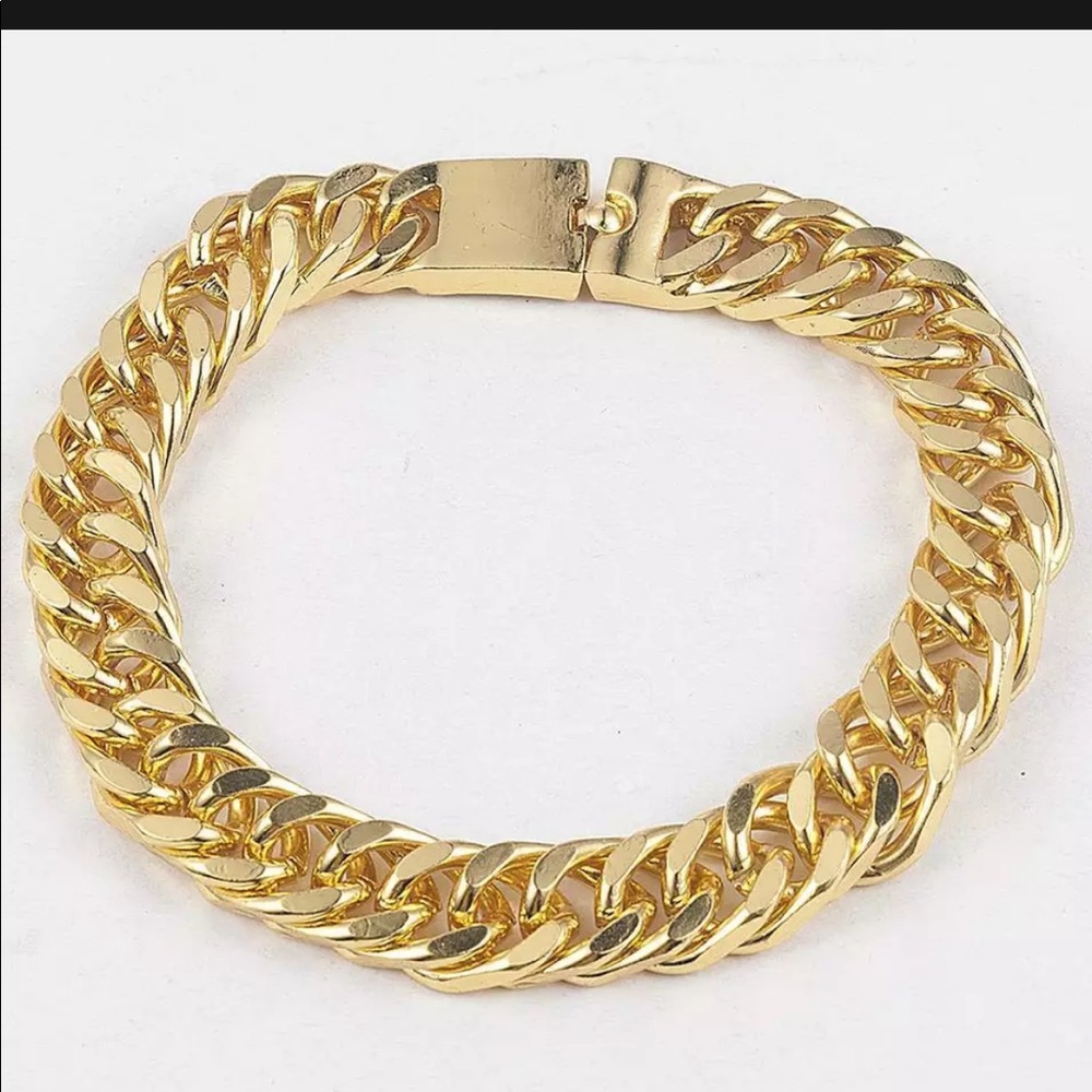NEW STAINLESS 18K GOLD LINK CHAIN CURB BRACELET - Picture 7 of 10